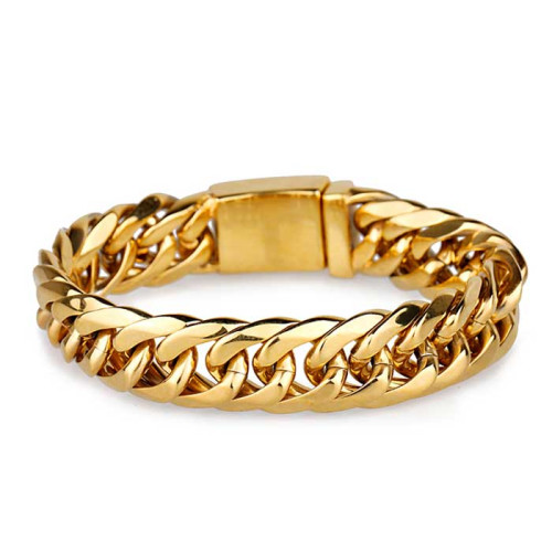 Zlatý pánský náramek z chirurgické oceli WJHB109GD