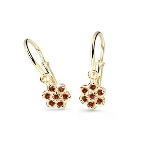 Dětské zlaté náušnice kytičky Cutie Jewellery C2746Z Červená