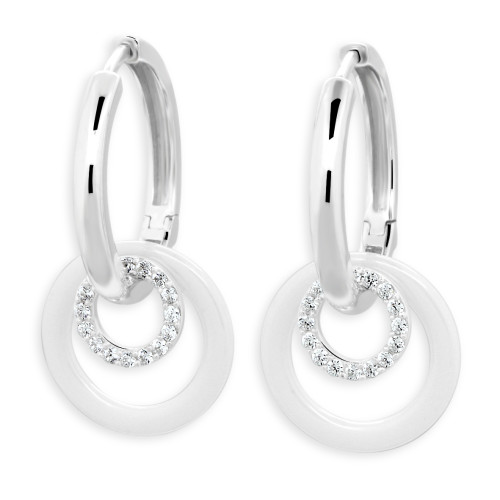 Elegantní náušnice Cerafi ze stříbra a keramiky LUNA 213