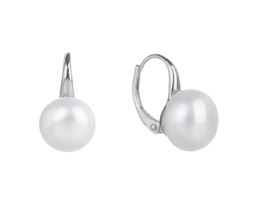 Dámské stříbrné náušnice s říční perlou 30747204