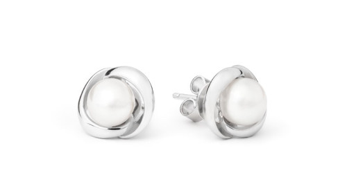 Stříbrné náušnice s říční perlou SK19371E