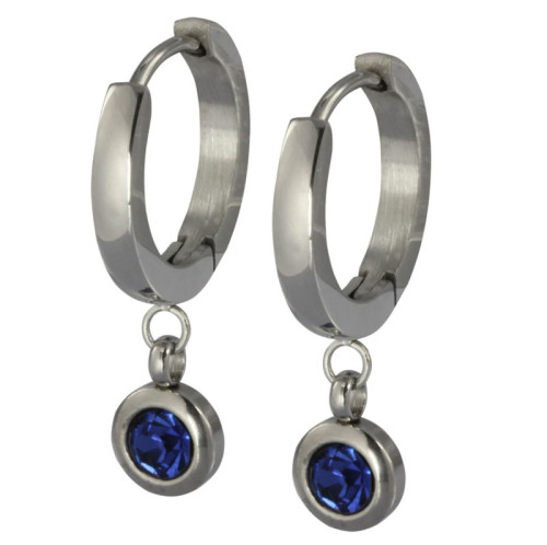 Kruhové náušnice z chirurgické oceli se zirkonem ESS651BK