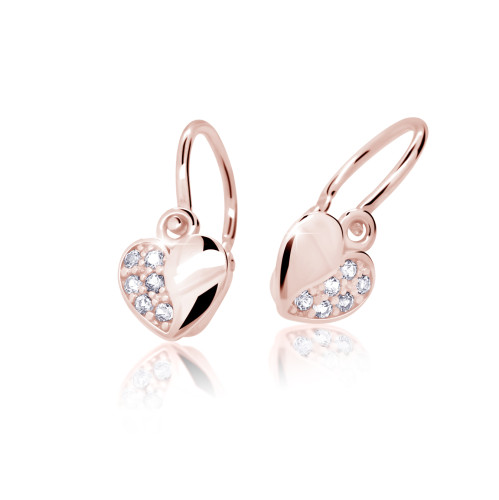 Zlaté dětské náušnice srdíčka Cutie Jewellery C2160R White