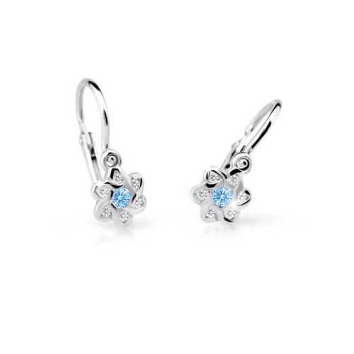 Dětské zlaté náušnice kytičky C2149B-Arctic Blue