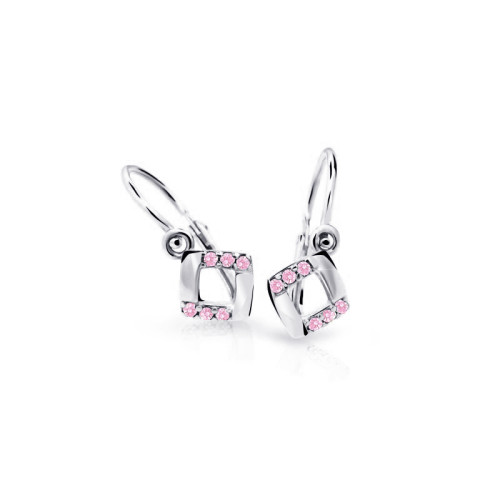 ětské náušnice bílé zlato se zirkony C2268B-Pink