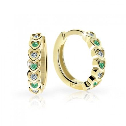 Dětské zlaté náušnice Cutie C3341Z Emerald Green