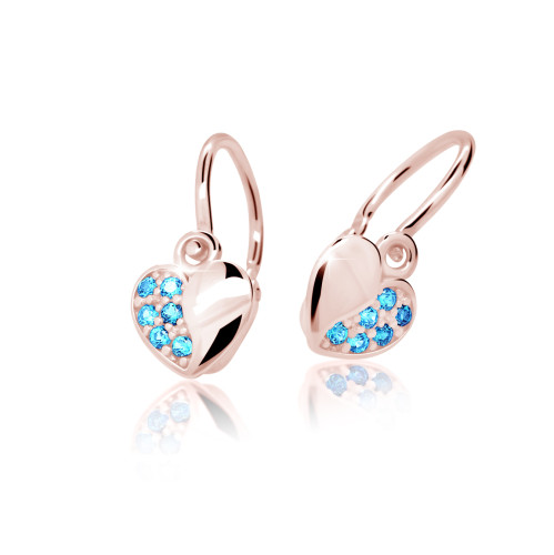 Zlaté dětské náušnice srdíčka Cutie Jewellery C2160R Arctic Blue