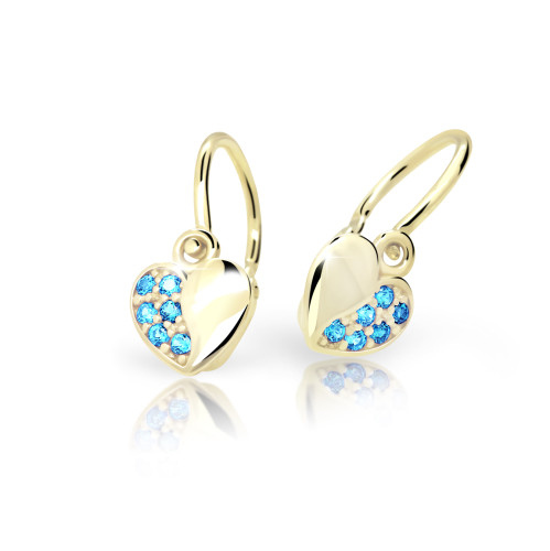Zlaté dětské náušnice srdíčka C2160Z Arctic Blue
