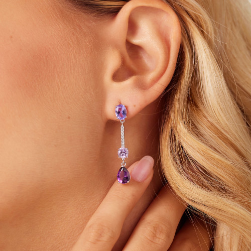 Dlouhé náušnice se zirkony Brosway Fancy Magic Purple FMP133