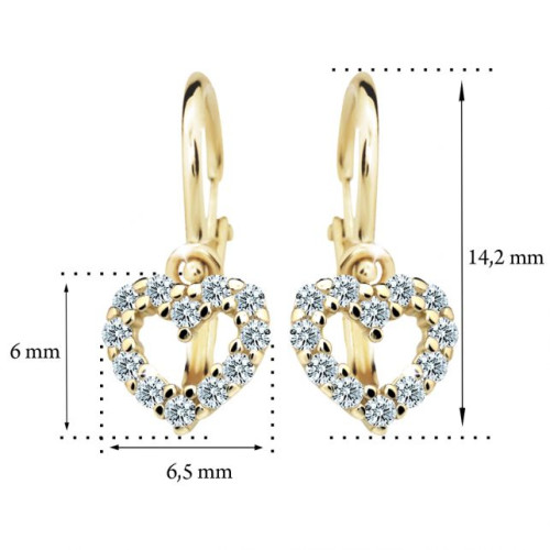 Zlaté dětské náušnice C2157Z-rozměry