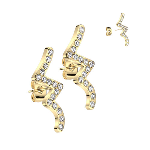 Zlaté náušnice z chirurgické oceli SESE4247GDC