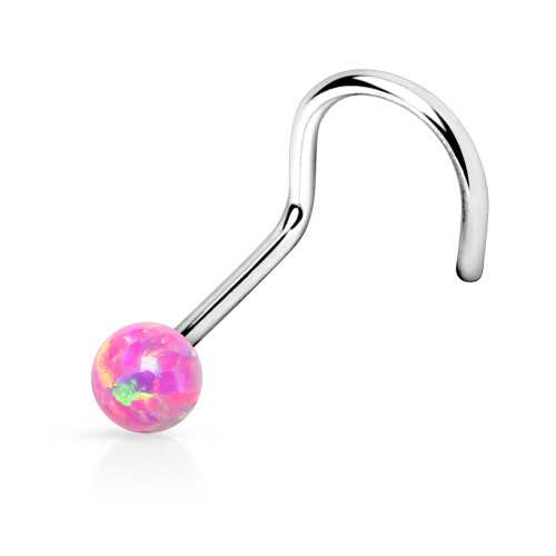 Piercing do nosu s růžovým opálem SENOSE17P