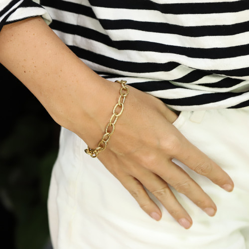 Pozlacený dámský náramek z oceli BSS975GD