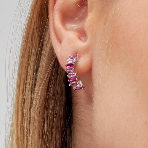 Stříbrná náušnjice Brosway Fancy Vibrant Pink FVP09