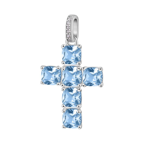 Stříbrný přívěsek křížek Brosway Fancy Cloud Light Blue FCL14