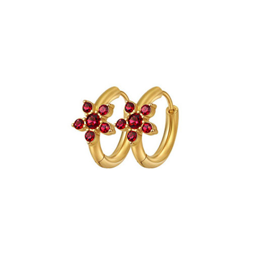 Náušnice z chirurgické oceli kroužky zlaté WJHE1235GD-Ruby Dark