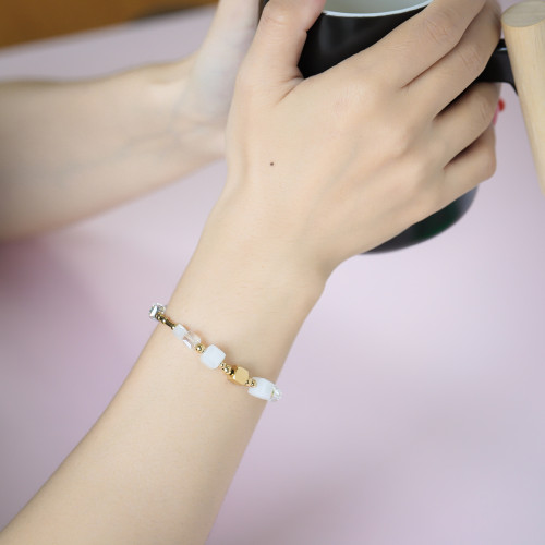 Náramek z chirurgické oceli a skla BSS814GDWH