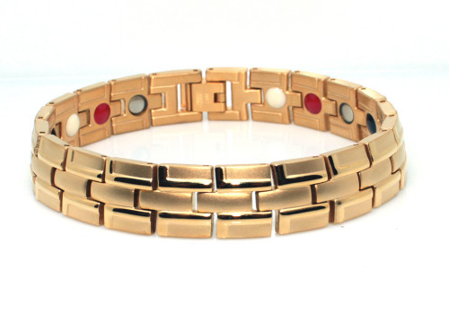 Zlatý ocelový náramek s magnety WJHB708GD