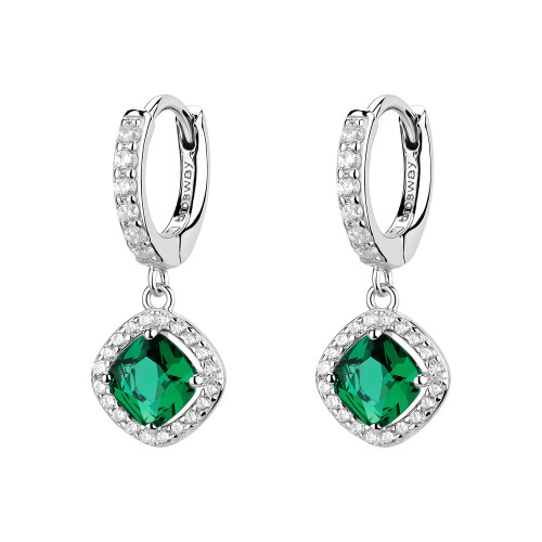 Visací stříbrné náušnice se zirkony Brosway Fancy Life Green FLG142