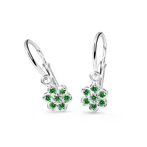 Dětské naušničky z bílého zlata Cutie Jewellery C2746B-Green