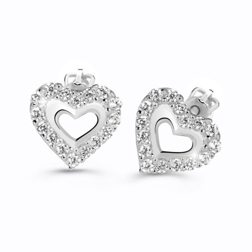 Zlaté náušnice srdíčka s diamanty DZ60213-30-00-X-2