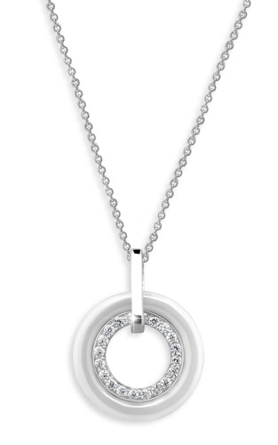 Náhrdelník ze stříbra a keramiky se zirkony Cerafi LUNA 313