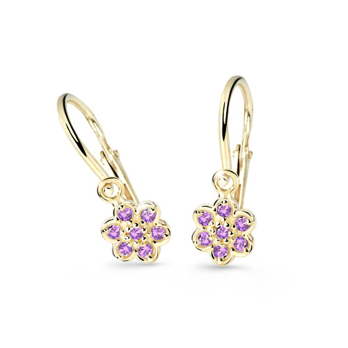 Zlaté dětské náušnice Cutie Jewellery C2746Z-Ametyst