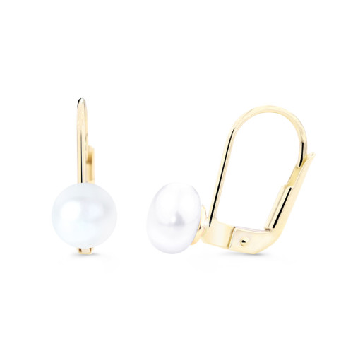 Zlaté náušnice visací s perlami Z8002Z-KL