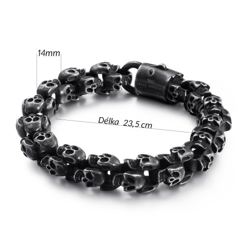 Pánský ocelový náramek lebky WJHB392