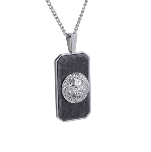 Přívěsek lev z chirurgické oceli a kovaného uhlíku PSS1178