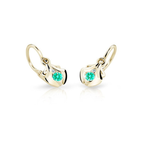 Dětské náušnice zlaté C2224Z-Mint Green