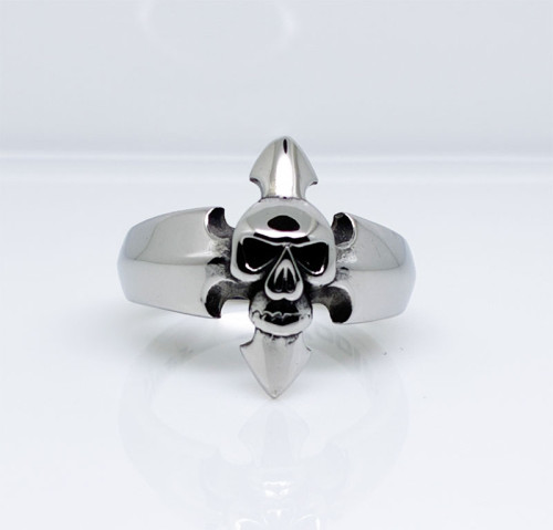 Pánský stylový prsten s lebkou z oceli KKR025
