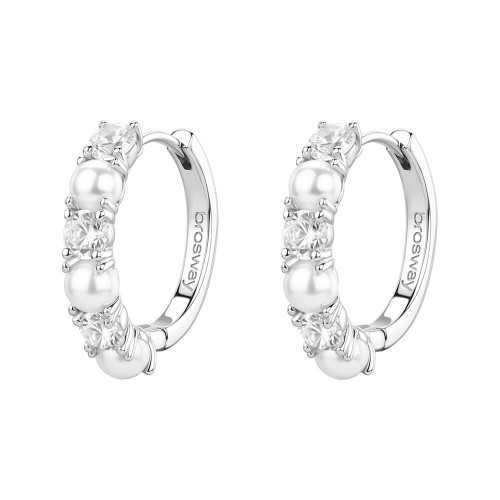 Stříbrné náušnice kroužky Brosway Fancy Infinite White FIW176