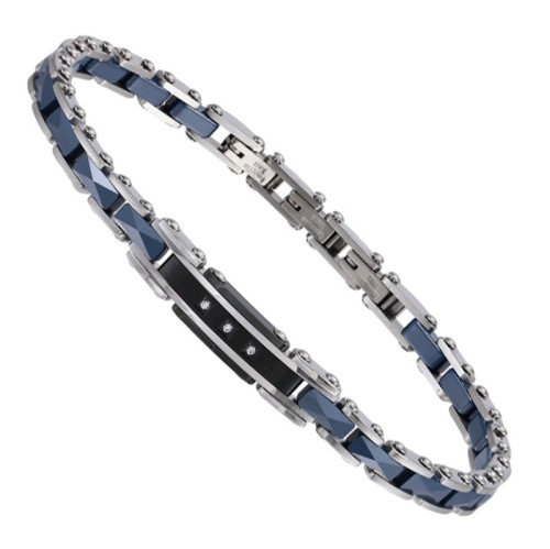 Náramek z keramiky a chirurgické oceli CBS31 - Navy Blue