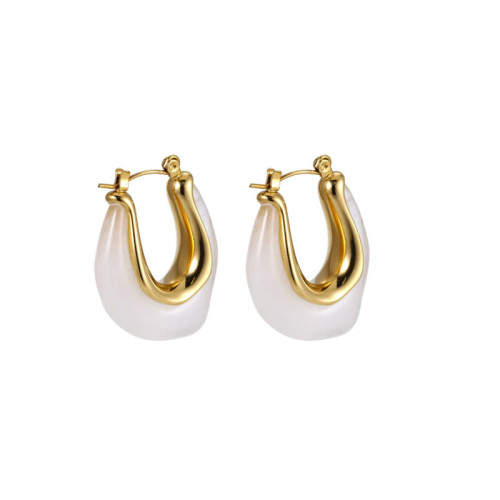 Netradiční náušnice z chirurgické oceli s pryskyřicí MESS45 - White