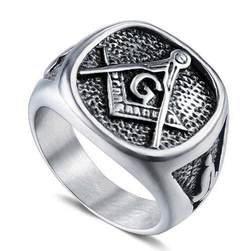 Prsten z chirurgické oceli WJHZ112- Svobodní zednáři