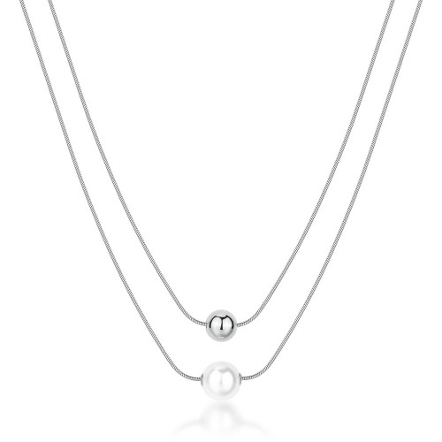 Stylový náhrdelník z chirurgické oceli s perlou Brosway PERFECT BPC46