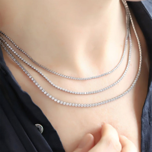 Tenisový náhrdelník se zirkony z chirurgické oceli MNSS68