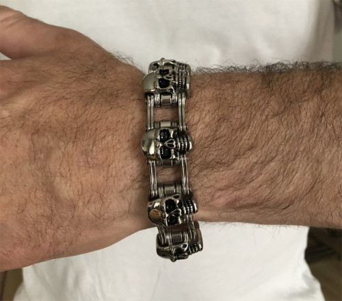 Ocelový pánský náramek lebky WJHB211