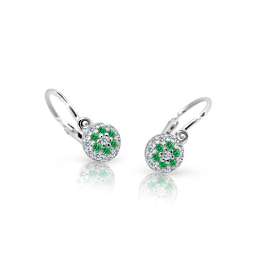 Dětské náušnice z bílého zlata se zirkony Cutie Jewellery C2150B-Green