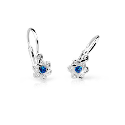 Dětské náušnice bílé zlato Cutie Jewellery C2149B-Blue Dark