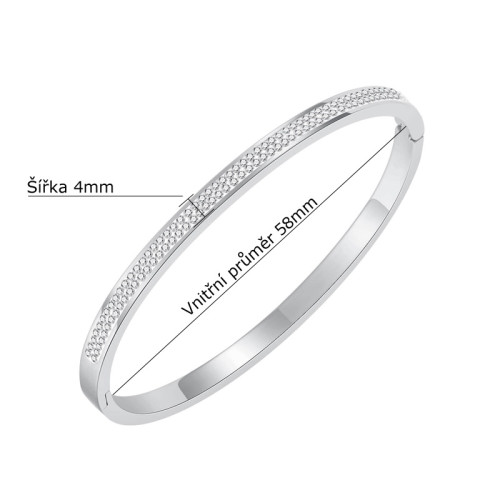 Pevný ocelový náramek s kamínky SEGH991