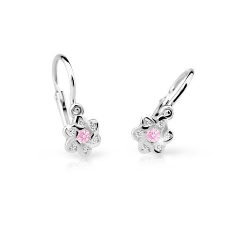 Náušničky pro miminka bílé zlato Cutie C2149B-Pink