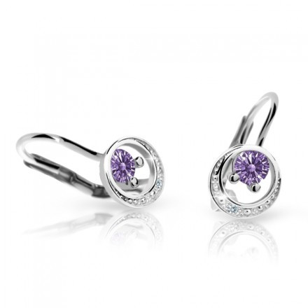 Dívčí zlaté náušnice Cutie C1977B-Amethyst