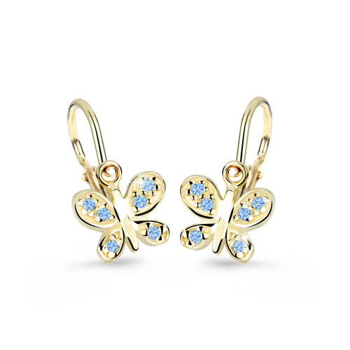 Dětské náušnice zlaté Cutie Jewellery C2748Z-Světle modrá