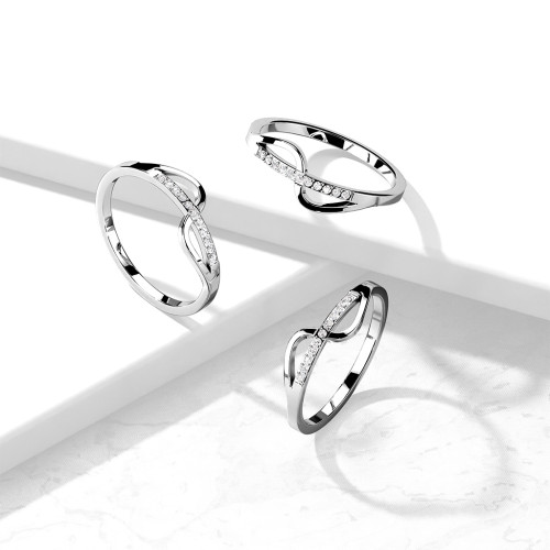 Ocelový prsten s kamínky 7755S