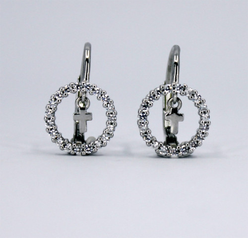 Visací stříbrné náušnice se zirkony 312246002