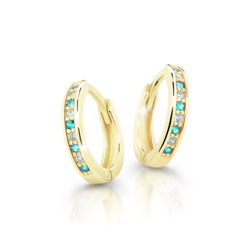 Zlaté náušnice kroužky Cutie Jewellery C3342Z-Mint Green