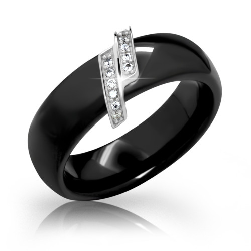 Dámský keramický prsten se zirkony Cerafi Tempesta 105