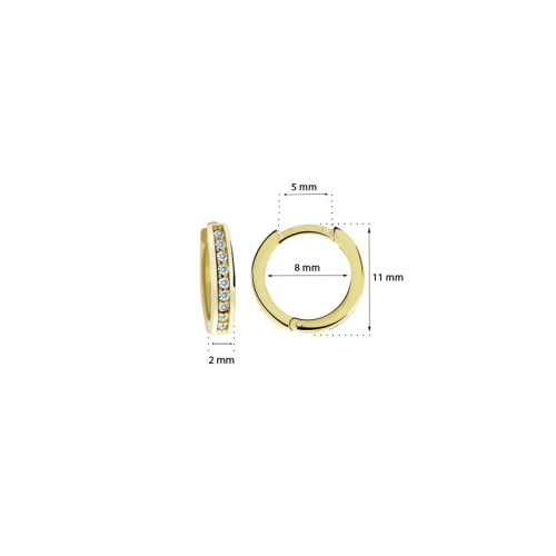 Dětské zlaté naušnice kroužky C3342Z-Rozměry